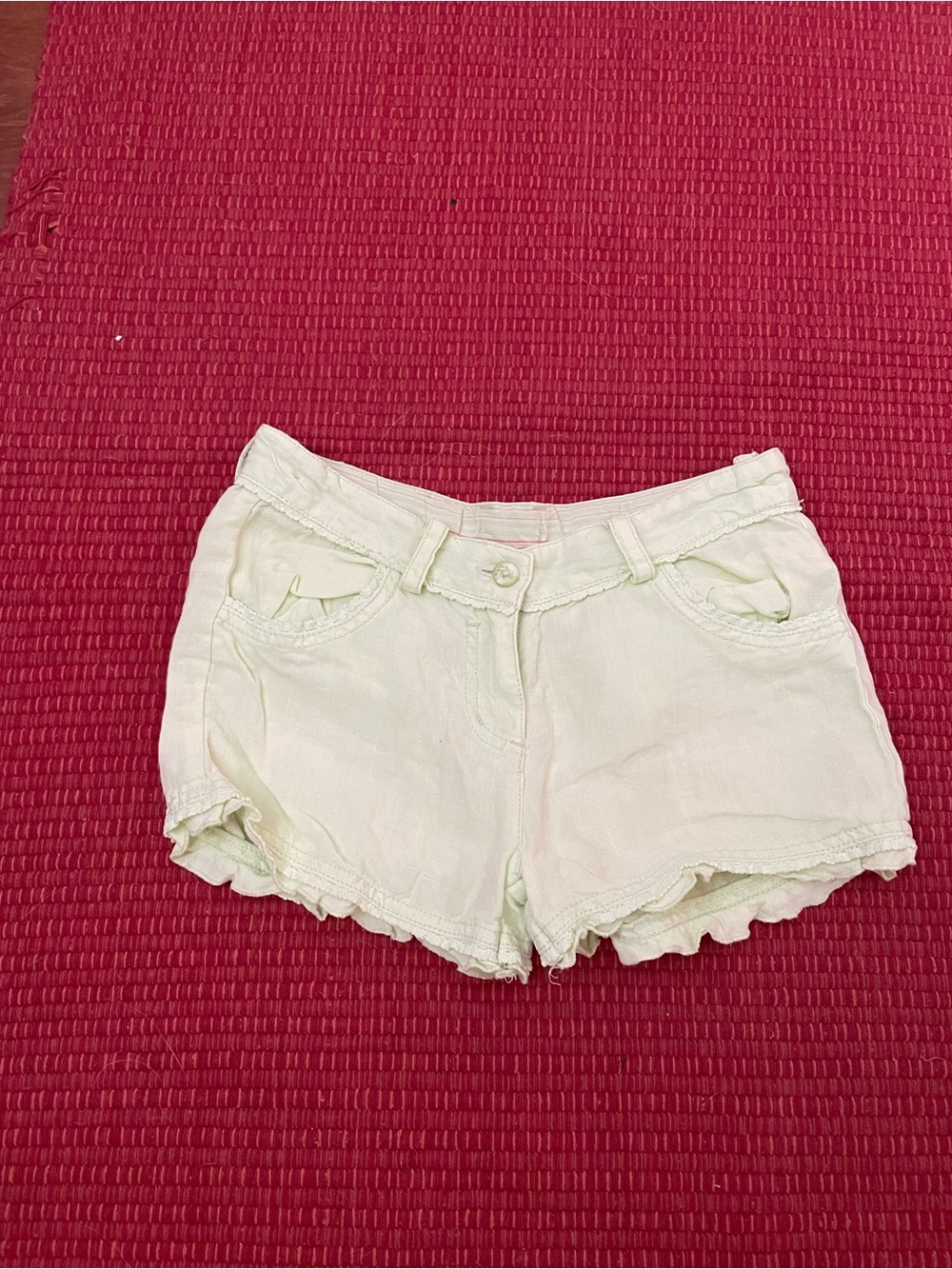 Marks & Spencer Cream/mostly pale pale green, Frayed Hem Denim-Style Shorts